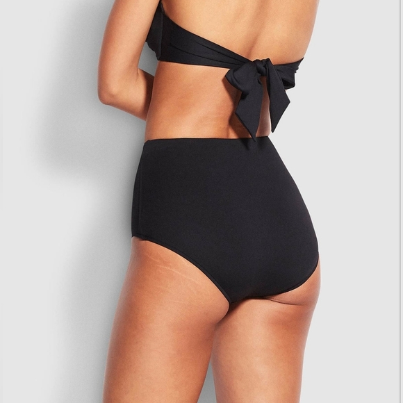 NWT Seafolly High Waisted Pant Swim Brief Black Bottoms 10 - Picture 3 of 9